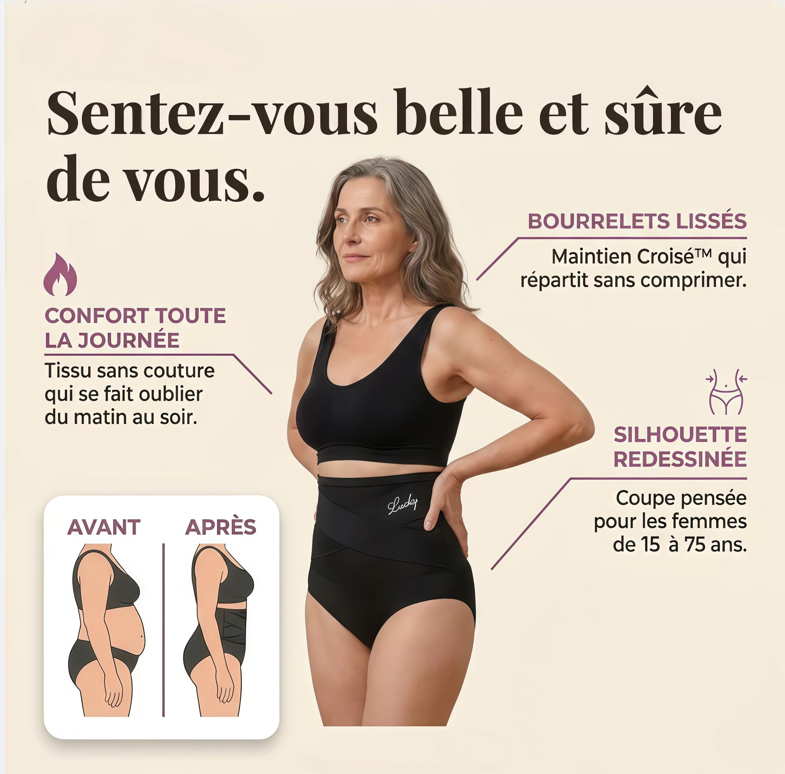 MEIION Coin féminin Gaine Ventre Plat,Culotte Gainante Taille Haute Minceur