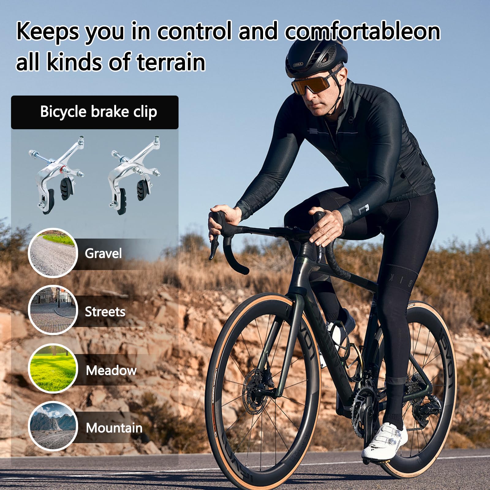 Zestaw 2× Aluminiowe Szczeki Hamulcowe C-Brake do Roweru Szosowego i Fixie, Przód i Tył, Srebrny, Mechaniczny Hamulec z Żywicznymi Klockami – Lekkie i Trwałe Akcesoria Rowerowe