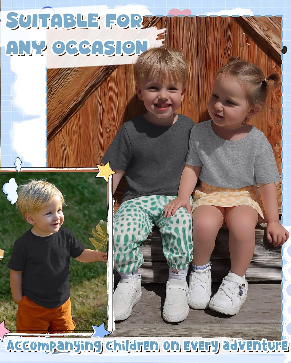 6 Pack Toddler Boys Cotton T Shirts 18M-5T