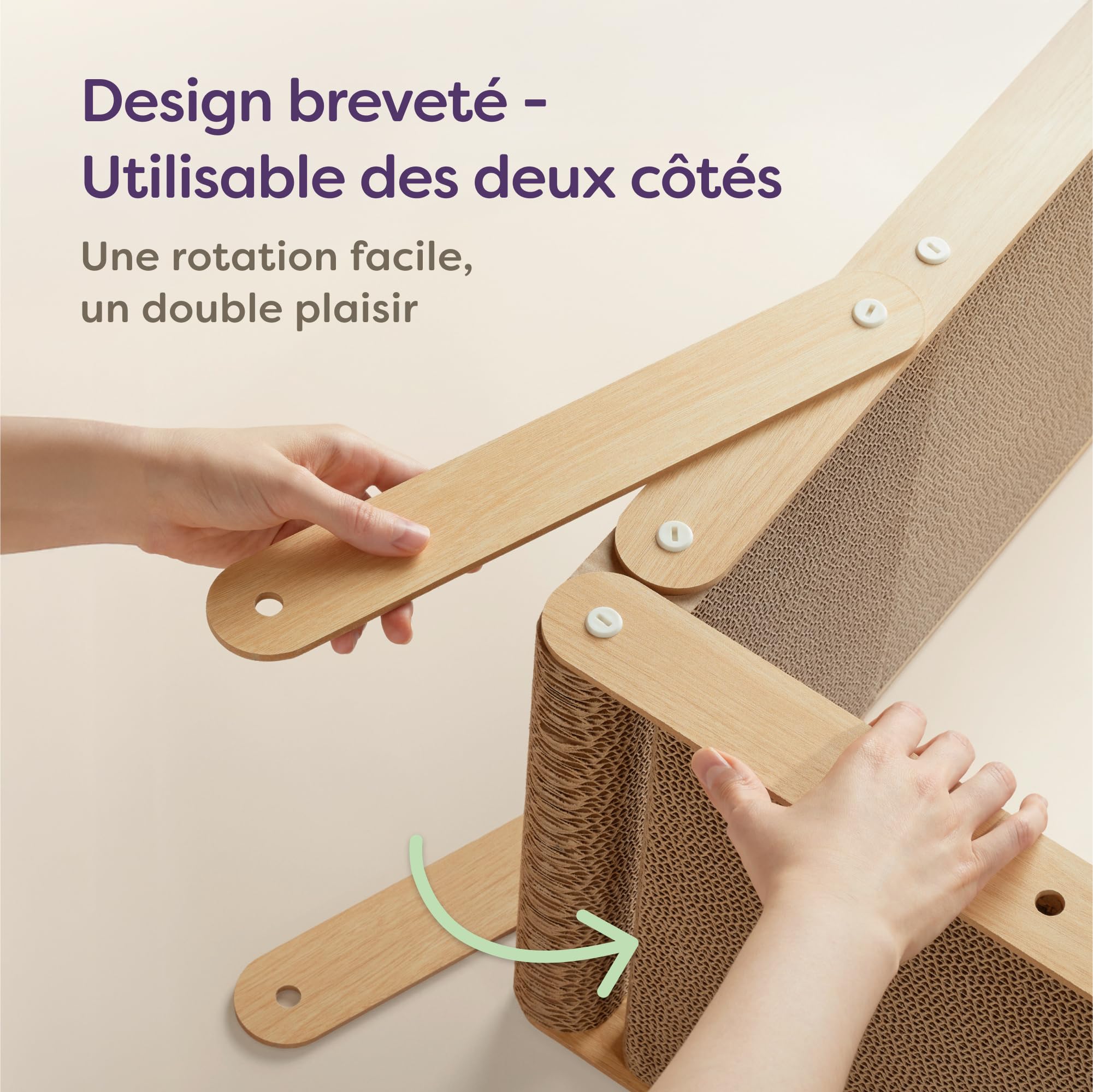 Knupis Griffoir pour Chat 68 cm – Carton à Grattoir Extra Robuste pour L'entretien des Griffes – Dure jusqu'à 2 Ans – Montage Facile - Protection pour canapé et Mur