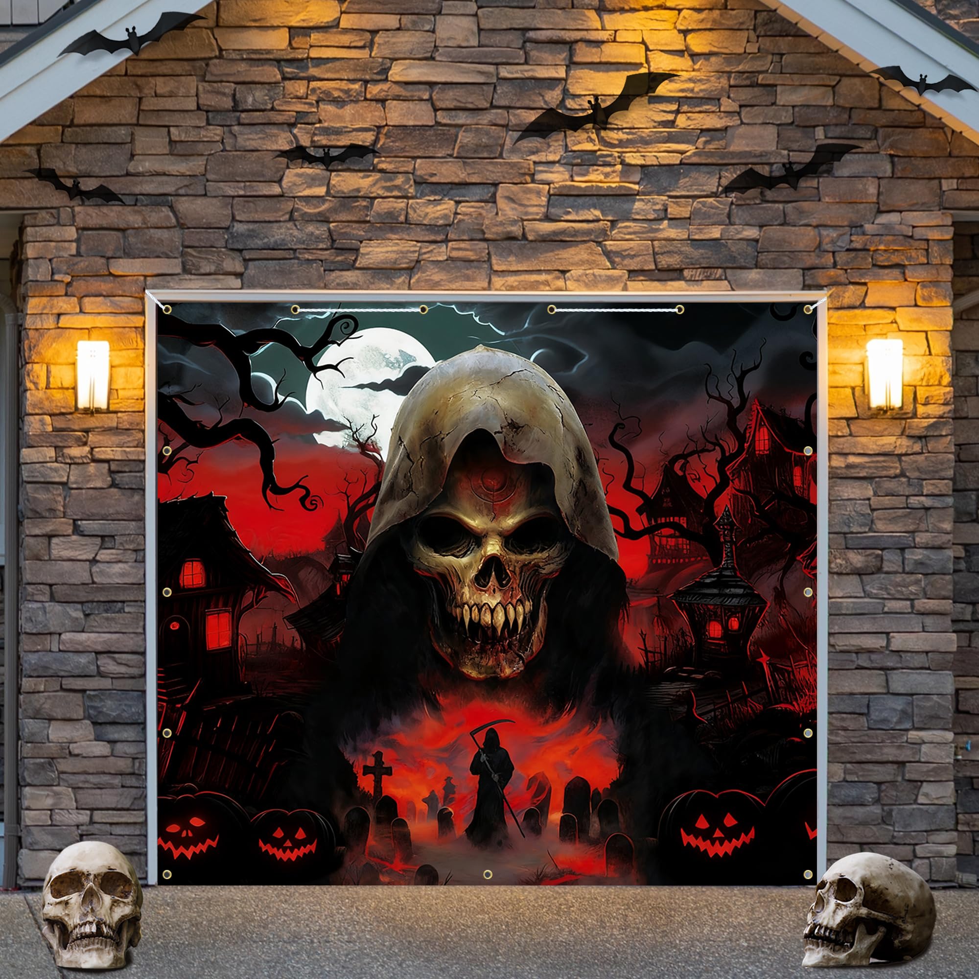 Amazon.com: Trgowaul 7 x 8 ft Halloween Garage Door Cover