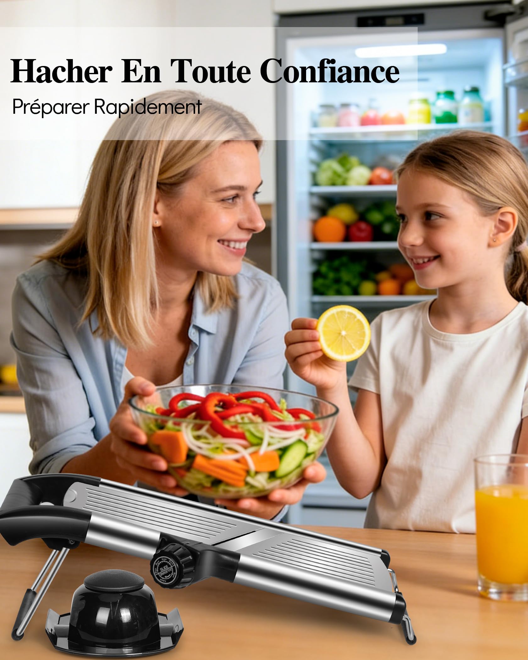 MASTERTOP Mandolina Cocina de Acero Inoxidable, Mandolina Japonesa Manual Profesional con Cuchillas Afiladas para Cortar en Rodajas y Julienne de Diferentes Espesores