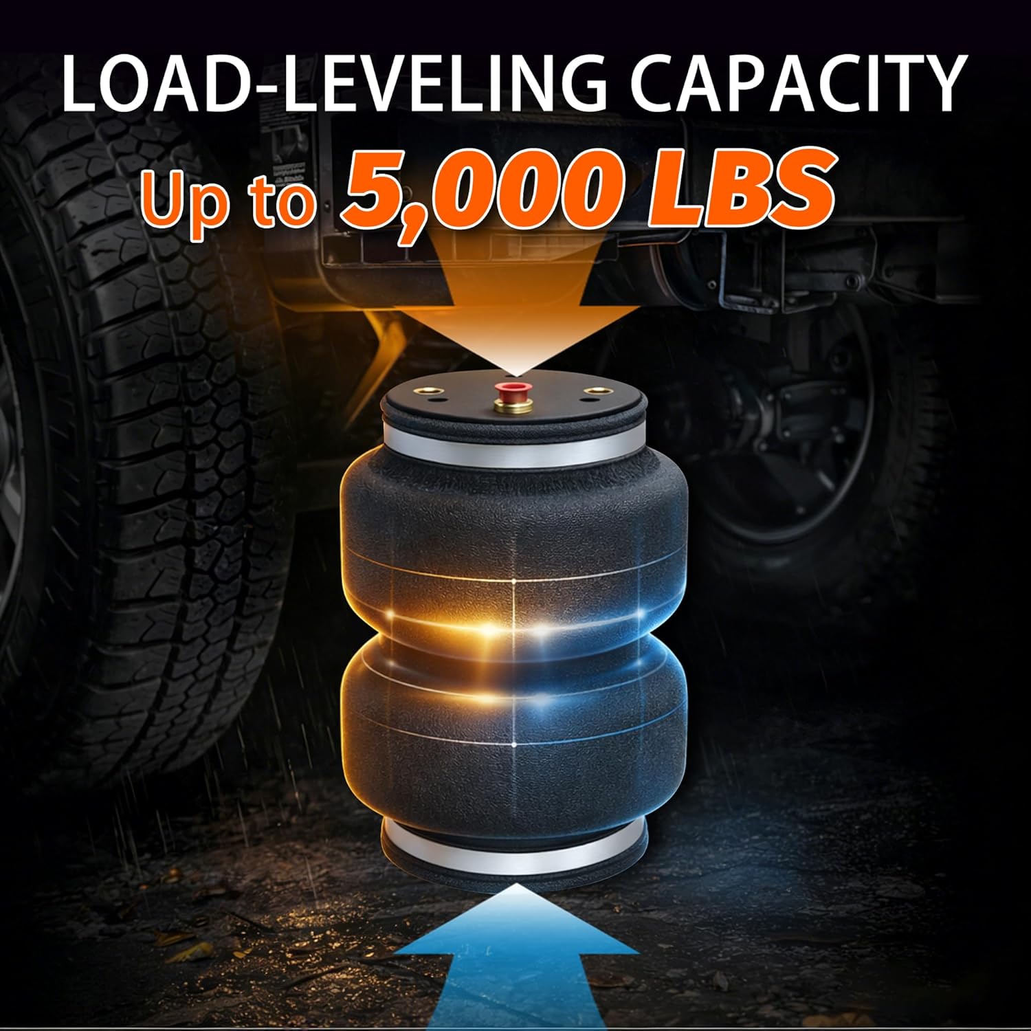 2 PCS Universal Air Bag Suspension for Ford F150 F250 F350 Chevy GMC Dodge, Up to 5000 Lbs of Load Leveling Capacity, Rear Helper Airbags for Truck