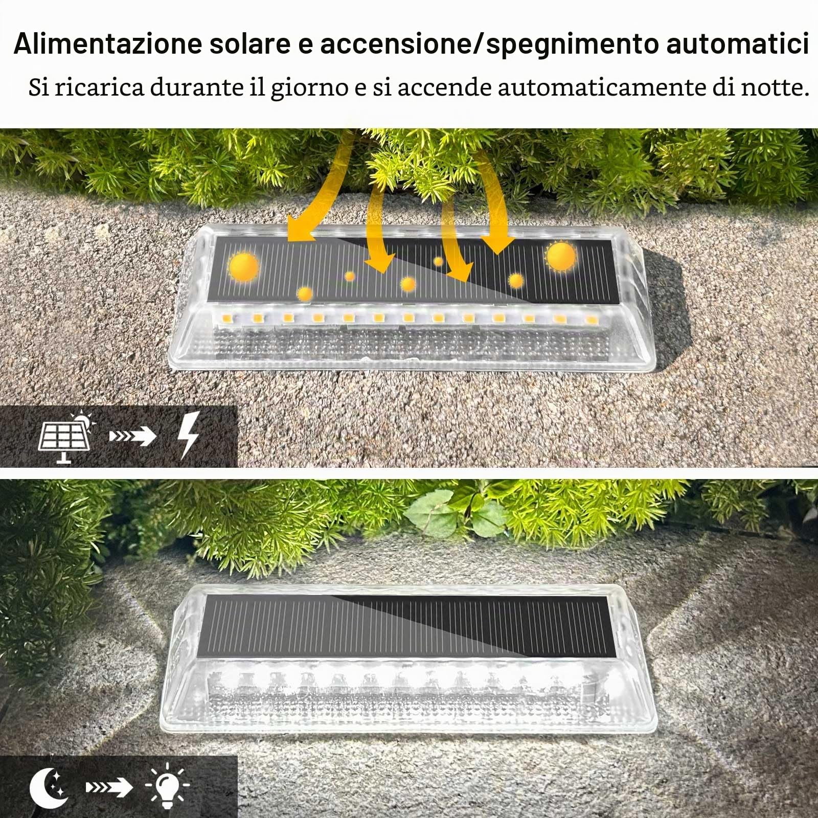 Lacasa Luci Solari da Giardino 8 Pezzi, Segnapasso LED da Esterno a Energia Solare, IP68 Impermeabili, Bianco Freddo Lampade Solari per Scale, Vialetto, Terrazza, Patio, Sentieri | Accensione/spegnimento automatico al crepuscolo, luce impermeabile per sca