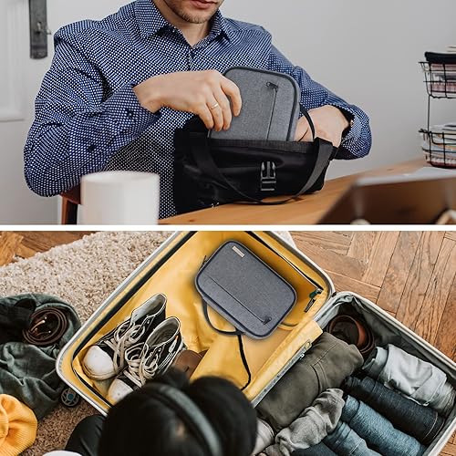 Miniatura 7 de Lacdo Organizador de cables de viaje, organizador de cables, organizador de artículos electrónicos portátil, funda de viaje, 6 capas de gran