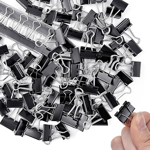 Miniatura 8 de Clips para carpeta, clip de papel para carpeta, paquete de 40 abrazaderas de clips de papel de 1.25 pulgadas, clips de papel negros, clips de