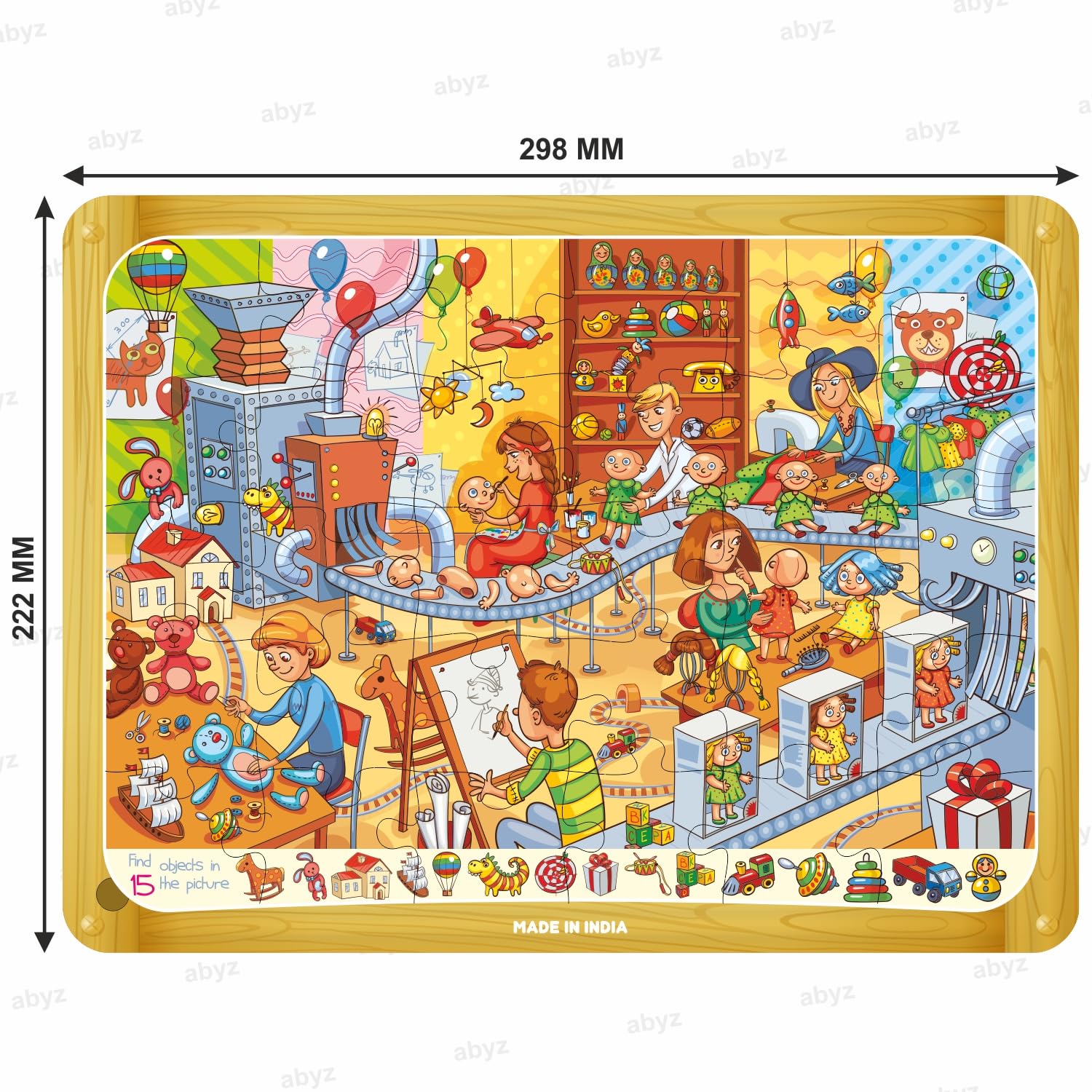 ABYZ Wooden Jigsaw Puzzle – Toy Factory Playset for Fun