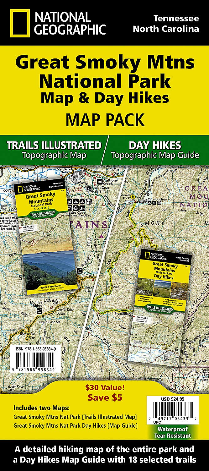 Great Smoky Mountains Day Hikes and National Park Map [Map Pack Bundle]