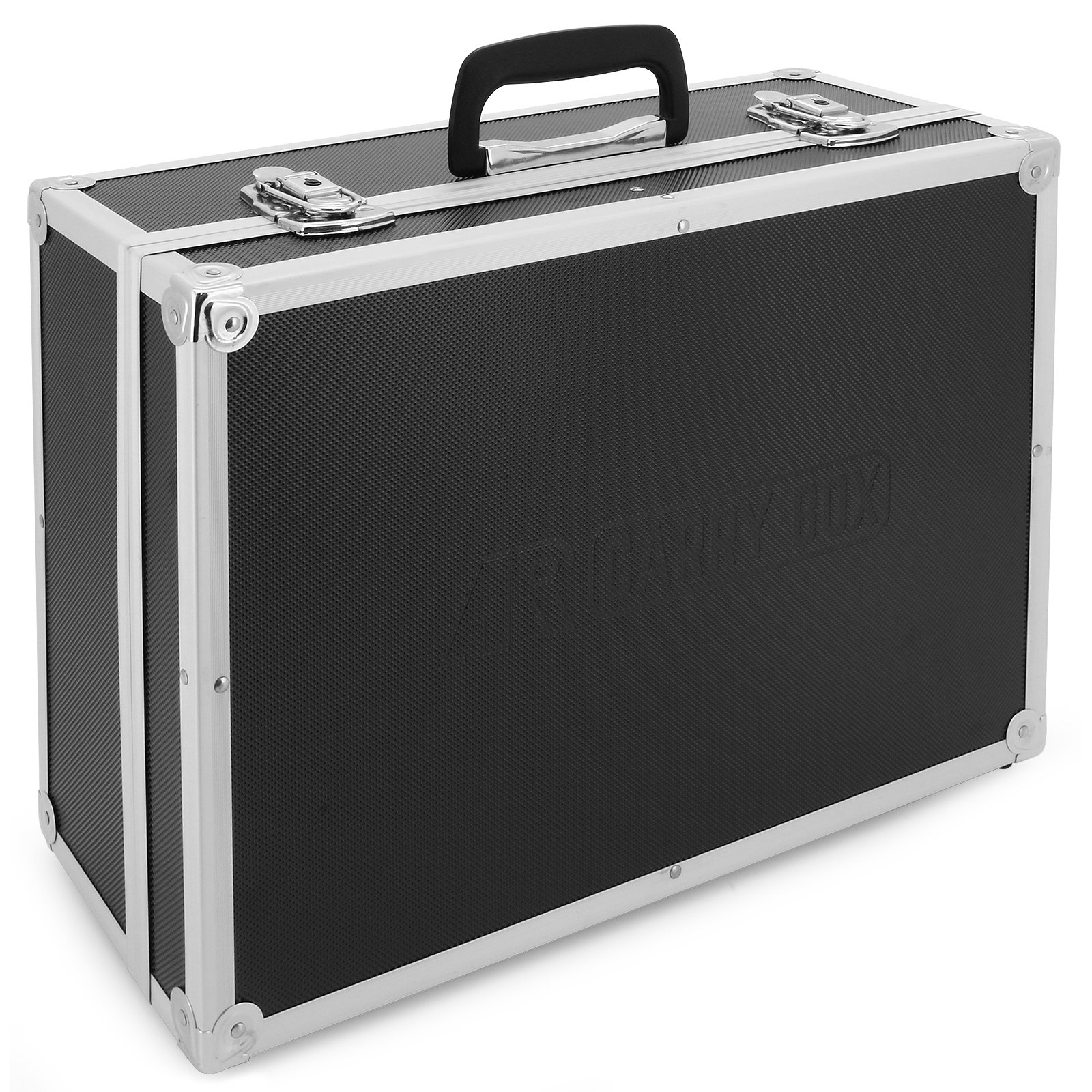 Maletín de aluminio para herramientas, vacío, con unas medidas de 450 x 320 x 175 mm, negro