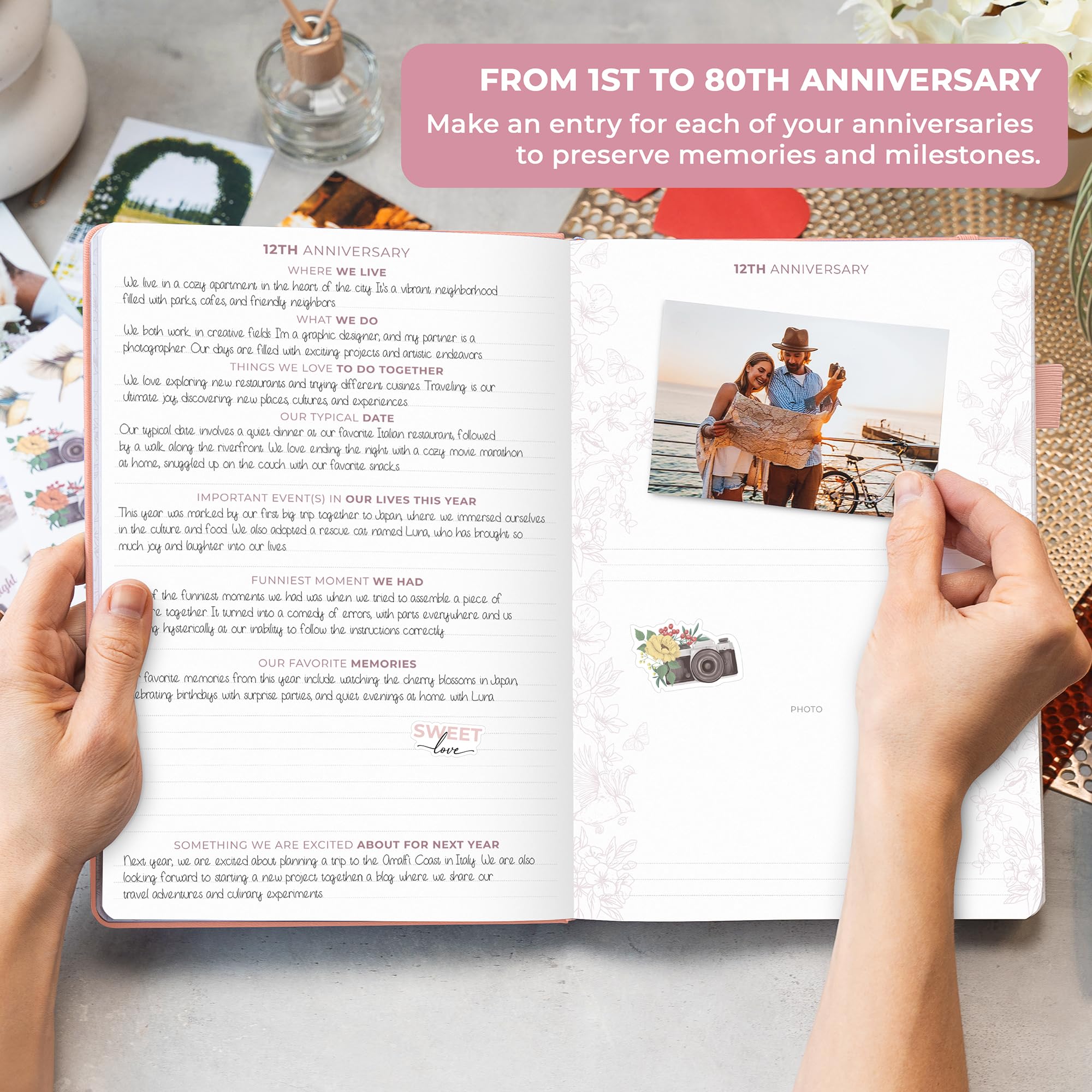Clever Fox Anniversary Journal, Couple Memory Book & Photo Album with Writing Space, Wedding - Image 2