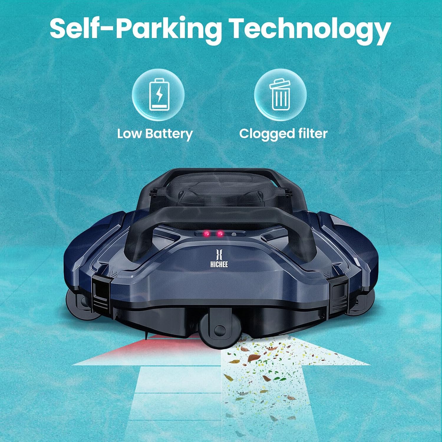 Cordless Robotic Pool Vacuum Cleaner Dual-Motor Automatic Intelligent Navigation Self-Park Cleaning for In-ground/Above-Ground PoolArea Up to 900 sq.ft (80 ㎡) Flat Floor
