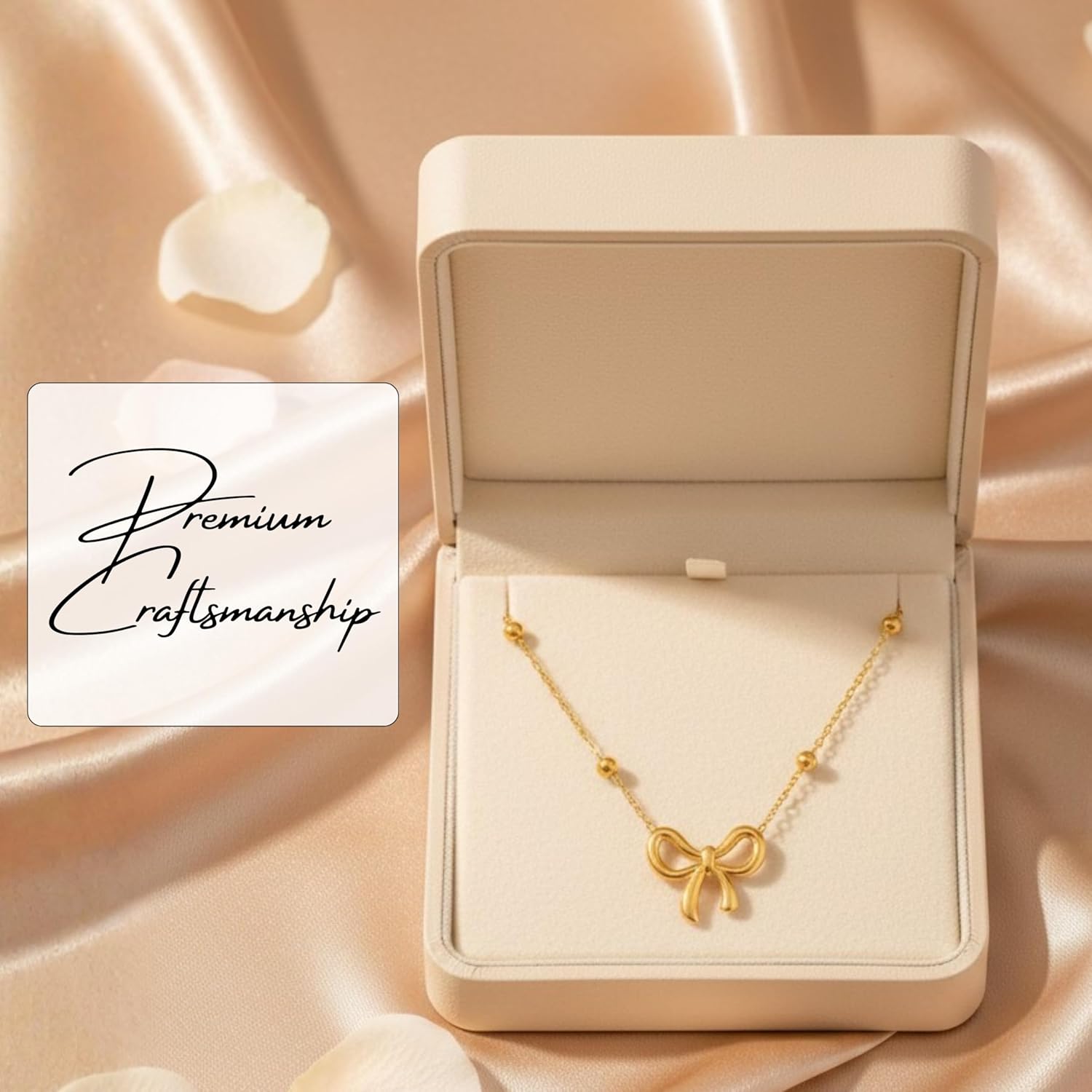 Pendant Snake Chain Necklace for Women gold trendy necklace for womens Dainty Cute Jewellery Minimalist Tarnish-Free Daily Wear Gift for Her Dainty Cute Jewelry gold trendy necklace (Gold Bow) - Image 2