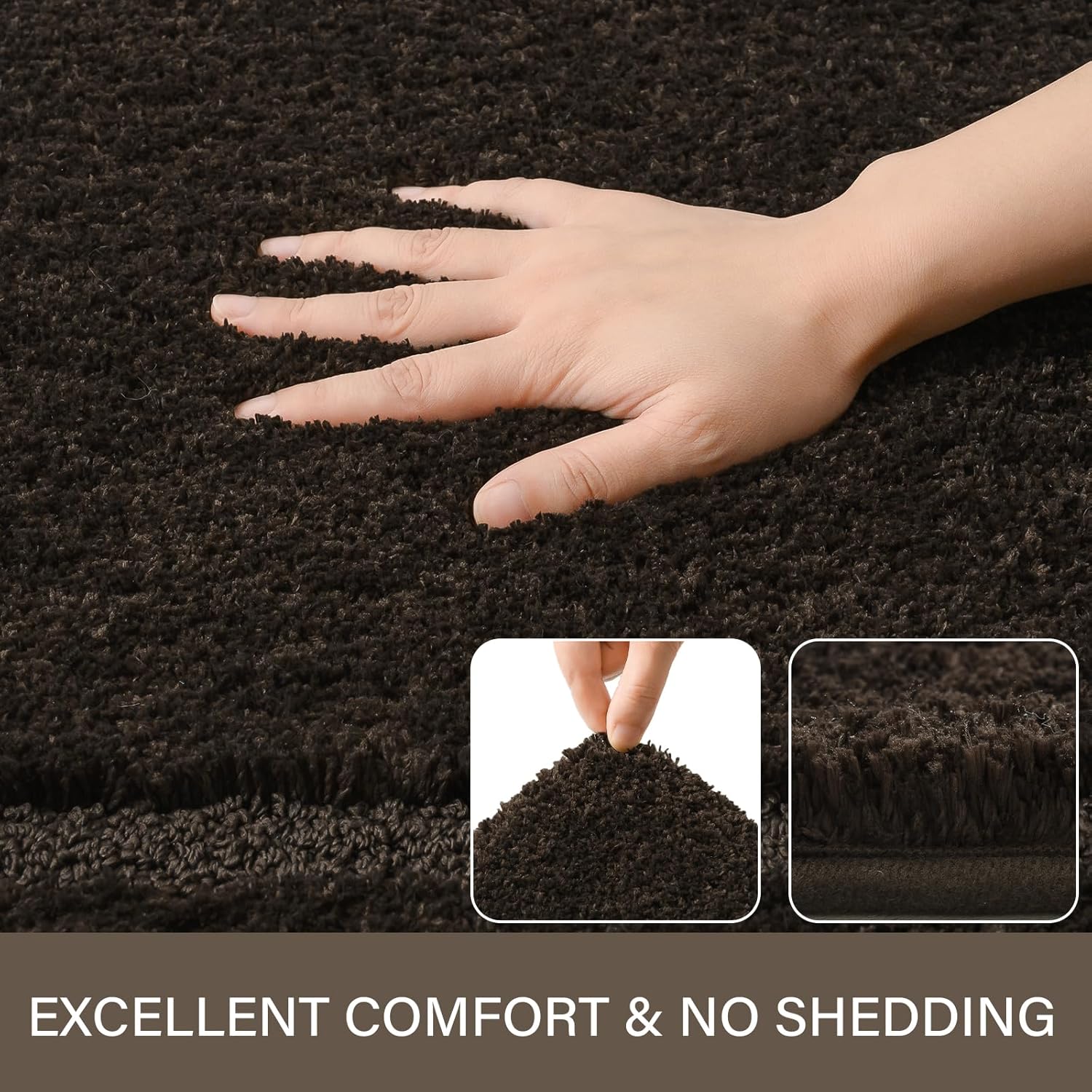 LOCHAS Bathroom Rug Set Brown, Soft Bath Rug Set 2 Piece, Toilet Mat U-Shaped 20x20 and 34x20 Bath Rugs, Quickly Dry Mats for Bathroom, Tub, Washable, Super Absorbent Floor Mat - Image 5