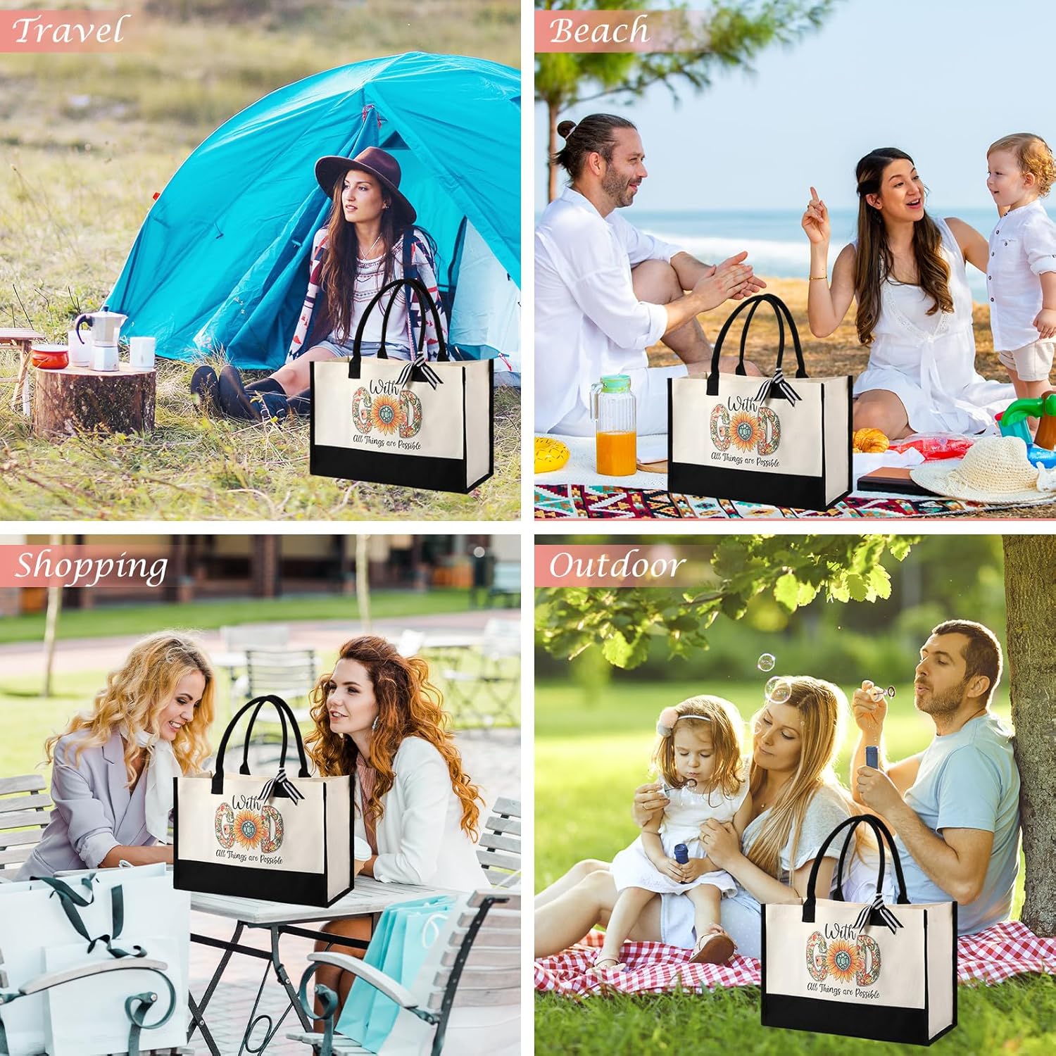 Canvas Tote Bag 12 Pack with Pockets - Bulk Religious Gifts for Women, Inspirational Spiritual Birthday Christmas Gift for Mom Wife - Image 6