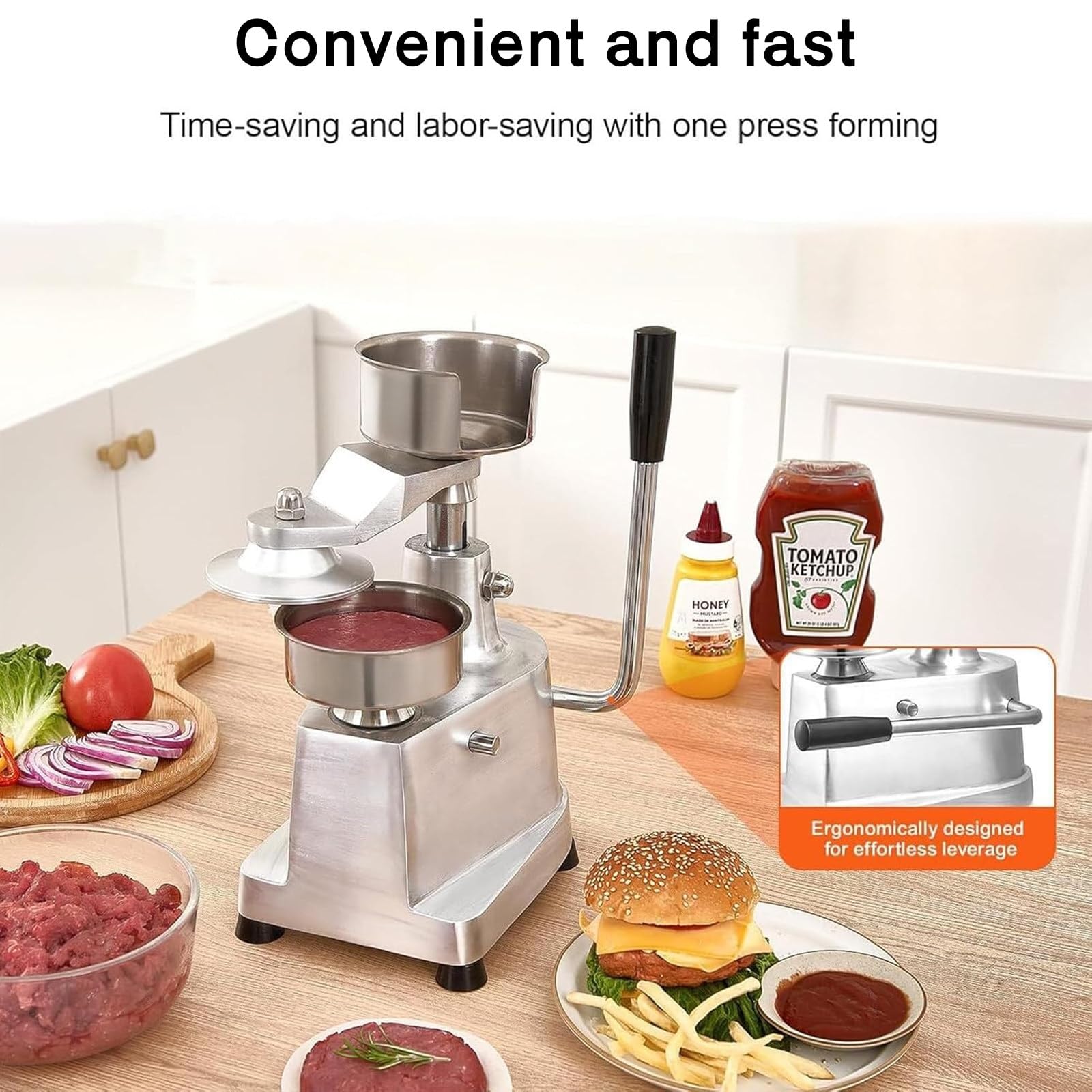 Burger Maker Set - Edelstahl Burger Presse High Yield Patty Maker - 150mm Pressdurchmesser für perfekt geformte Patties