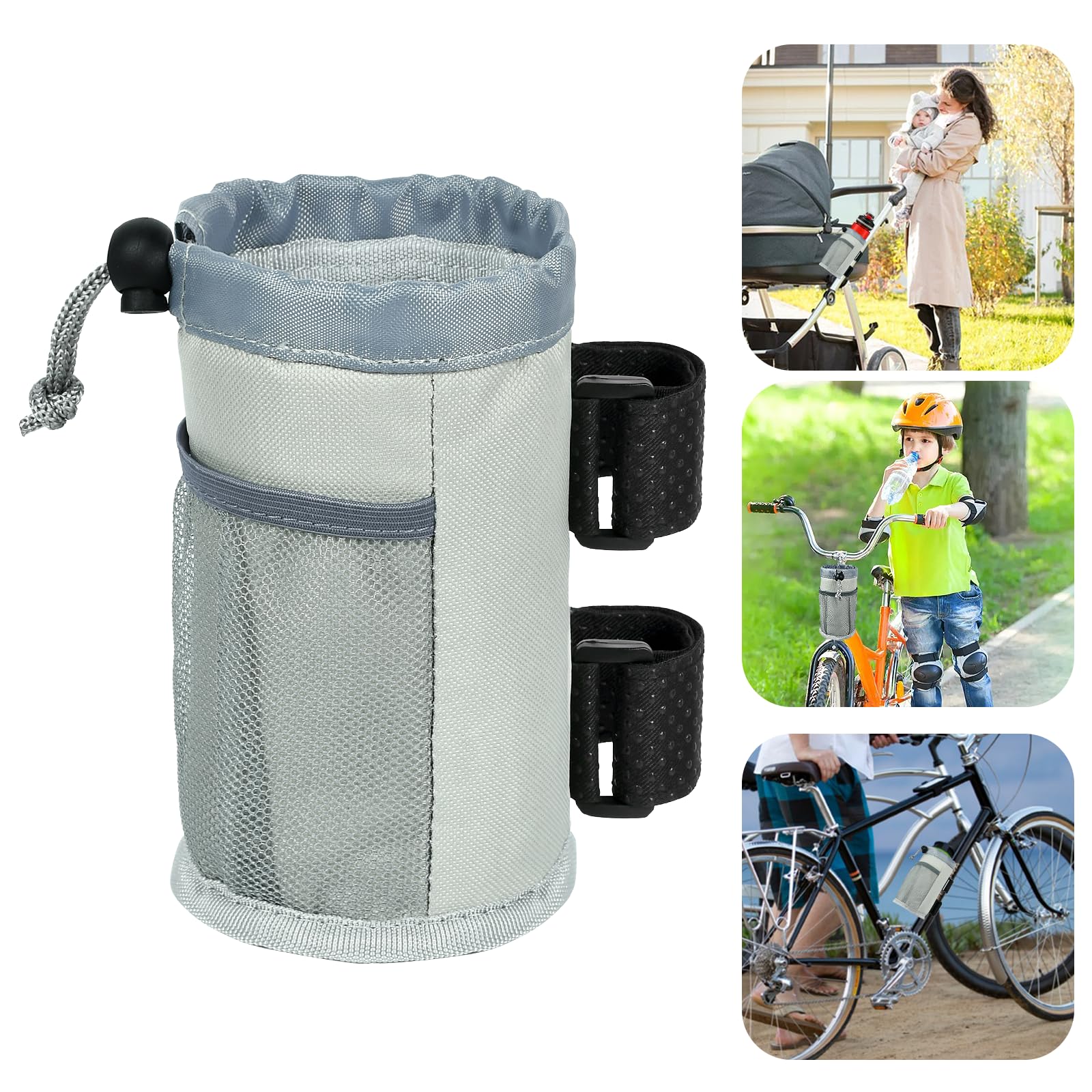 Porte-bidon Vélo Sans Vis – Avec Poche Filet Et Cordon – EVA Imperméable – Compatible VTT, Route, Poussette, Moto
