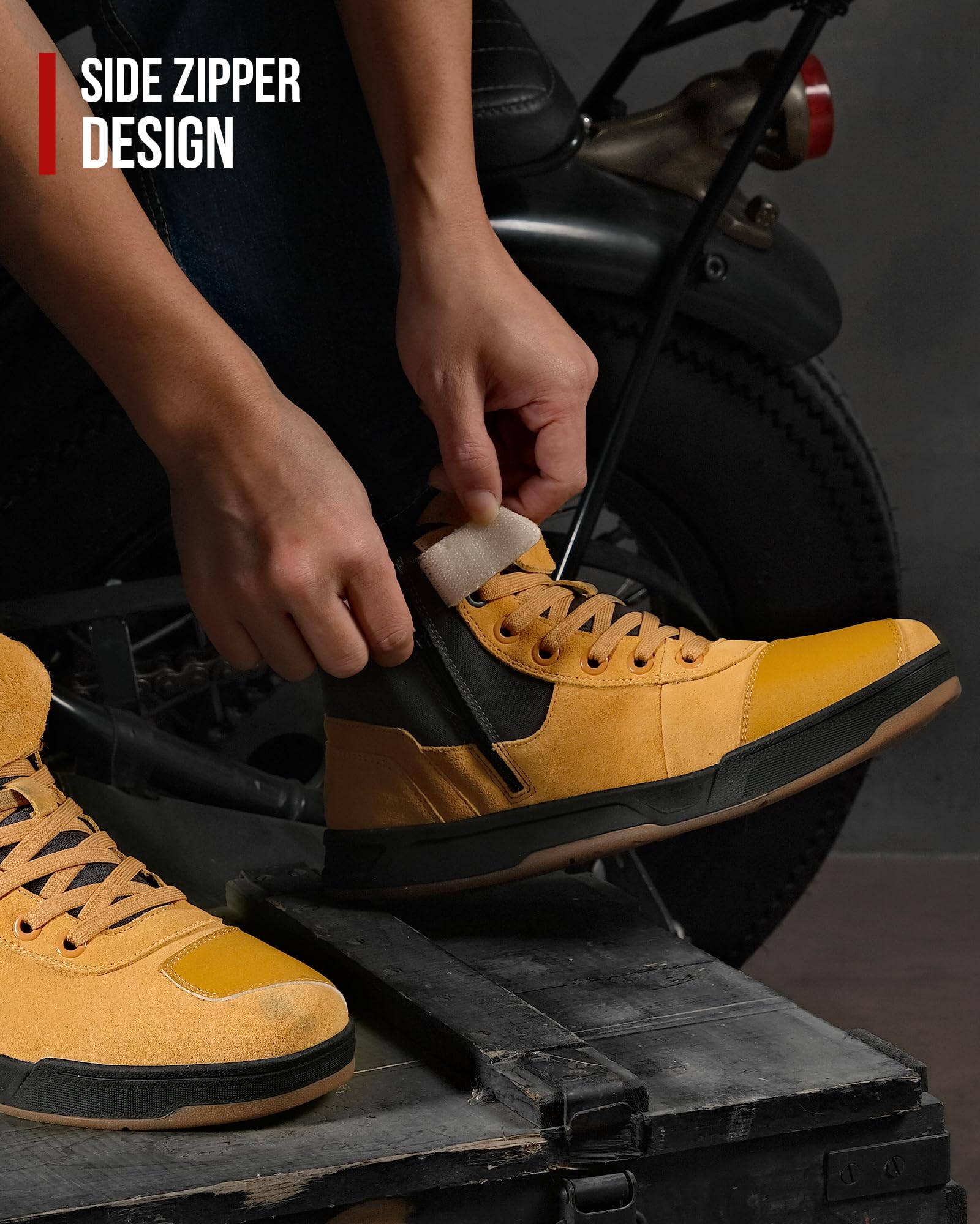 IRON JIA'S Chaussures Moto Bottes Moto Hommes, Adaptées à Toutes Les Saisons Imperméables Antidérapantes Respirantes à la Mode et Cnfortables Noir