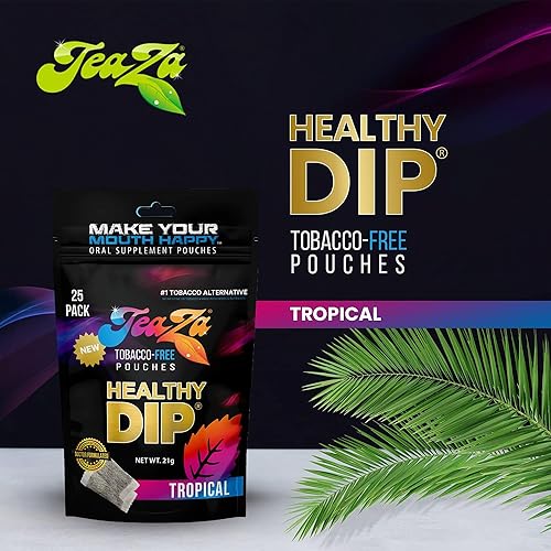 Miniatura 6 de Teaza Bolsas energéticas a base de hierbas, para masticar tabaco, alternativa sin nicotina, tabaco alternativo y inmersión saludable, sabor tropical