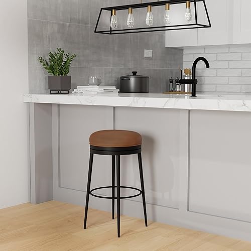 Hillsdale Aubrie - Taburete giratorio de metal, color negro mate