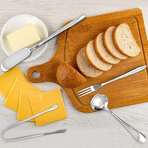 Miniatura 6 de Suwimut Juego de 32 cuchillos esparcidores de mantequilla de queso, accesorios de charcutería, cuchillos esparcidores de queso de acero inoxidable,