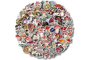 Aowplc 100 Pcs Aesthetic Mushroom Stickers: Eco-Friendly Mushroom Leather Decor