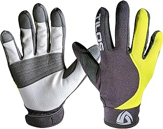 Tilos 1.5mm Tropical Dive Gloves Stretchy Mesh with Amara Leather for Snorkeling, Kayaking, Water Jet Skiing, Sailing, Scuba Diving, Rafting (Yellow, L)