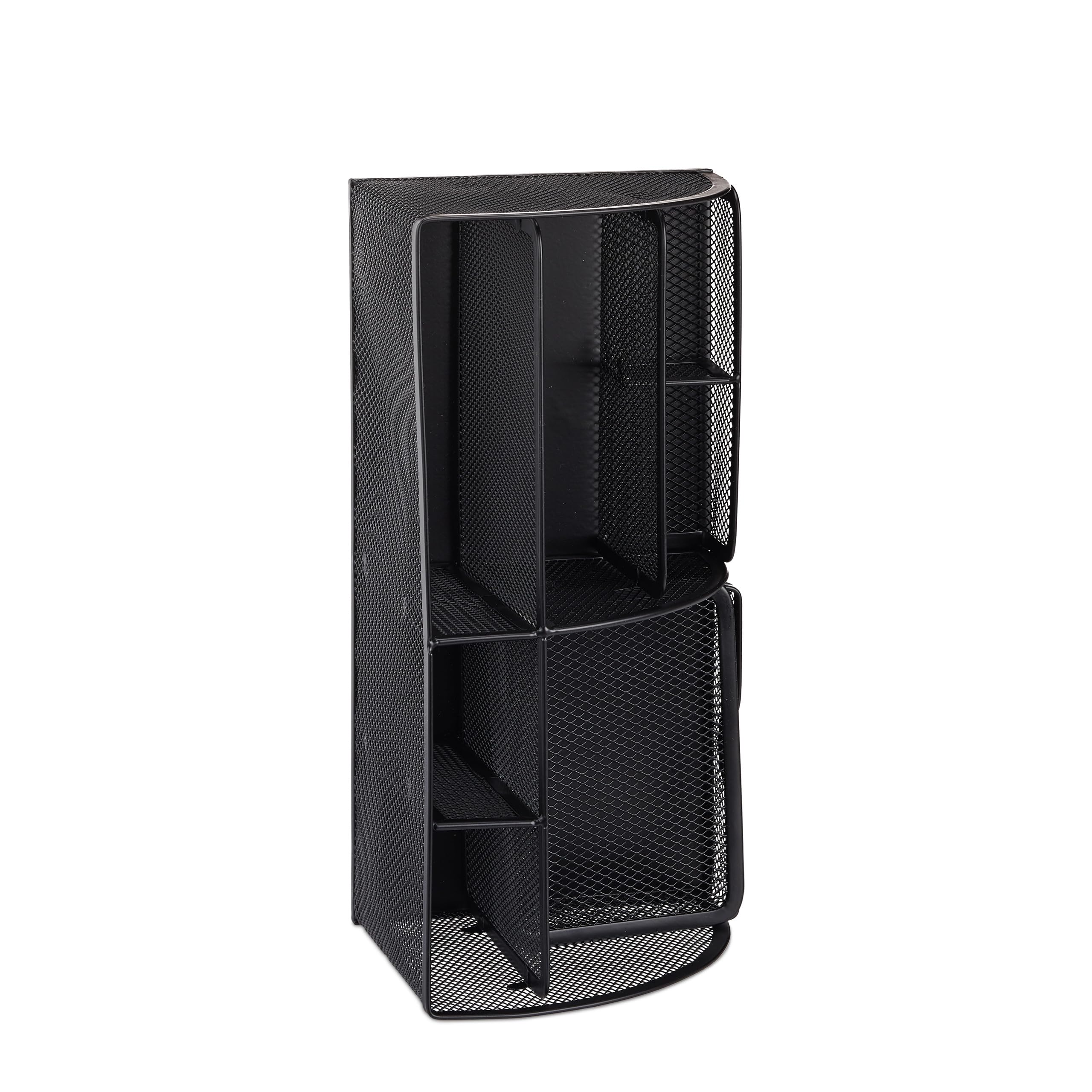Relaxdays Organizador de Escritorio Malla con 6 Compartimentos, Metal, Negro, 12.5 x 27.5 x 14 cm