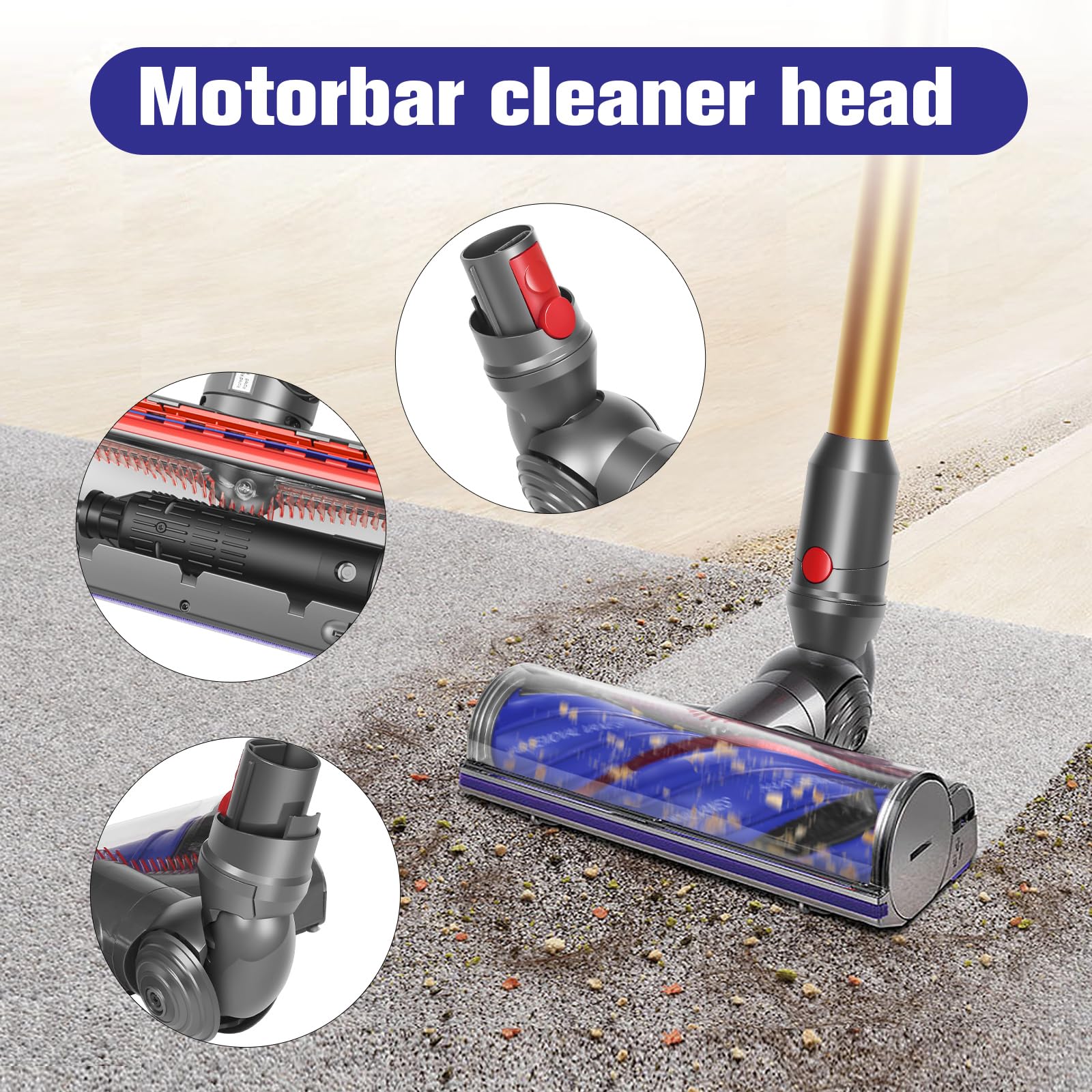 V12 Motorbar Ersatz-Bodendüse für Dyson V12 Detect Slim / V9 | Elektrobürste Motorhead Direct Drive, Anti-Tangle Turbobürste Aufsatz für Hartboden & Teppiche