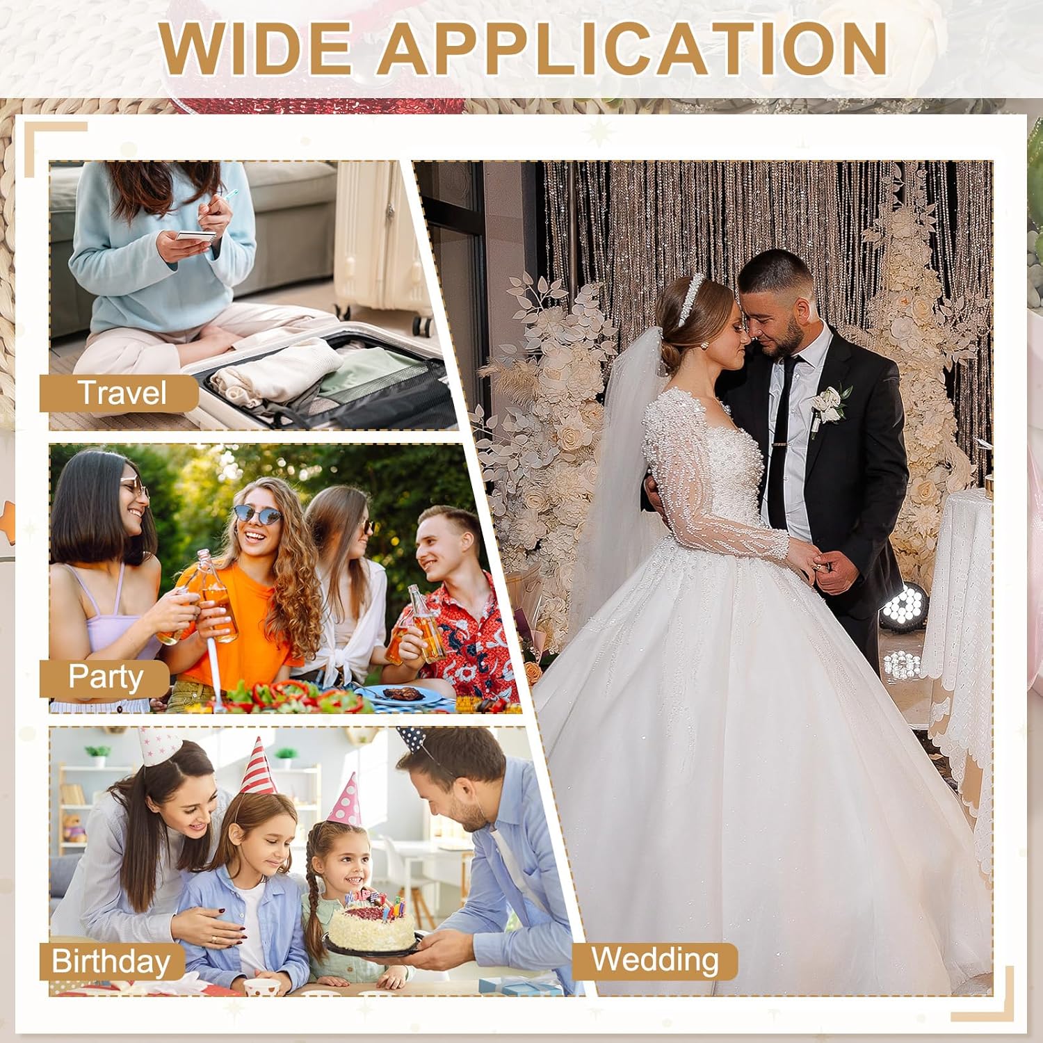 PATIKIL 3 x 4 Inch Satin Bags with Drawstring, 6 Pcs Silk Drawstring Gift Bag Wedding Favor Pouch for Jewelry Candy Christmas Party Graduation Birthday Easter, White - Image 7