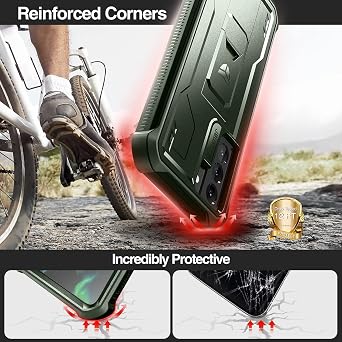 Dexnor for Samsung Galaxy S21+ Plus Case, [Built in Screen Protector and Kickstand] Heavy Military Grade Protection Shockproof Protective Cover for Samsung Galaxy S21 Plus 5G, 6.7 inch, Army Green