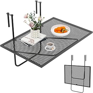 Tangkula Balcony Railing Table, Outdoor Folding Hanging Table with Metal...