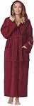 Arus Women's Hooded Classic Full Length Bathrobe Turkish Cotton Ankle Long Robe
