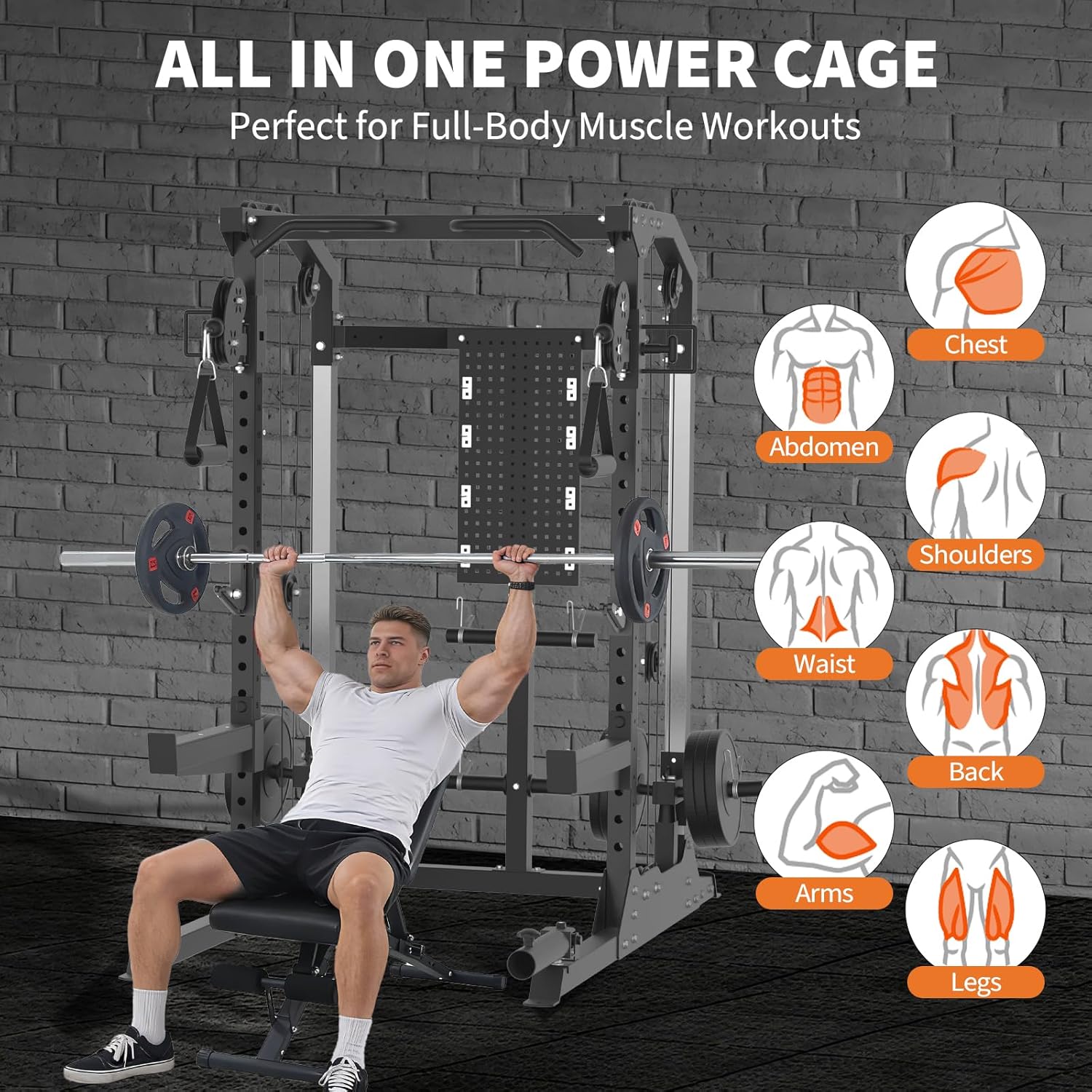 Garvee Power Cage, 2000Lb Power Rack With Independent Dual P...