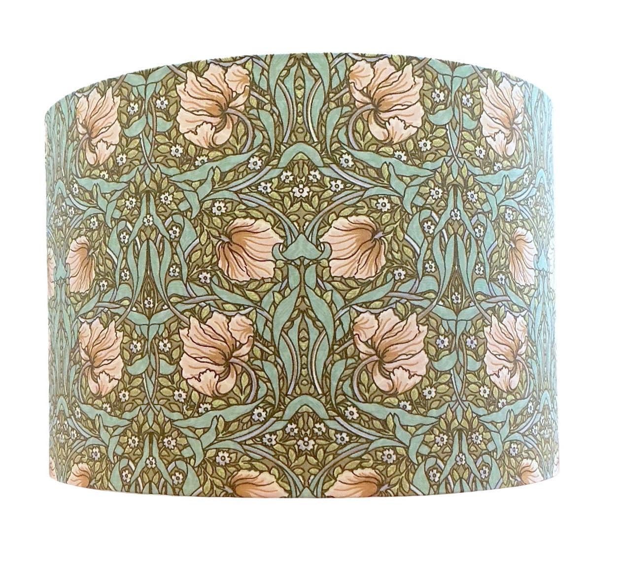 William Morris Pimpernel | Green & Aqua Floral Fabric Light Shade - Large Table/Floor Lampshade