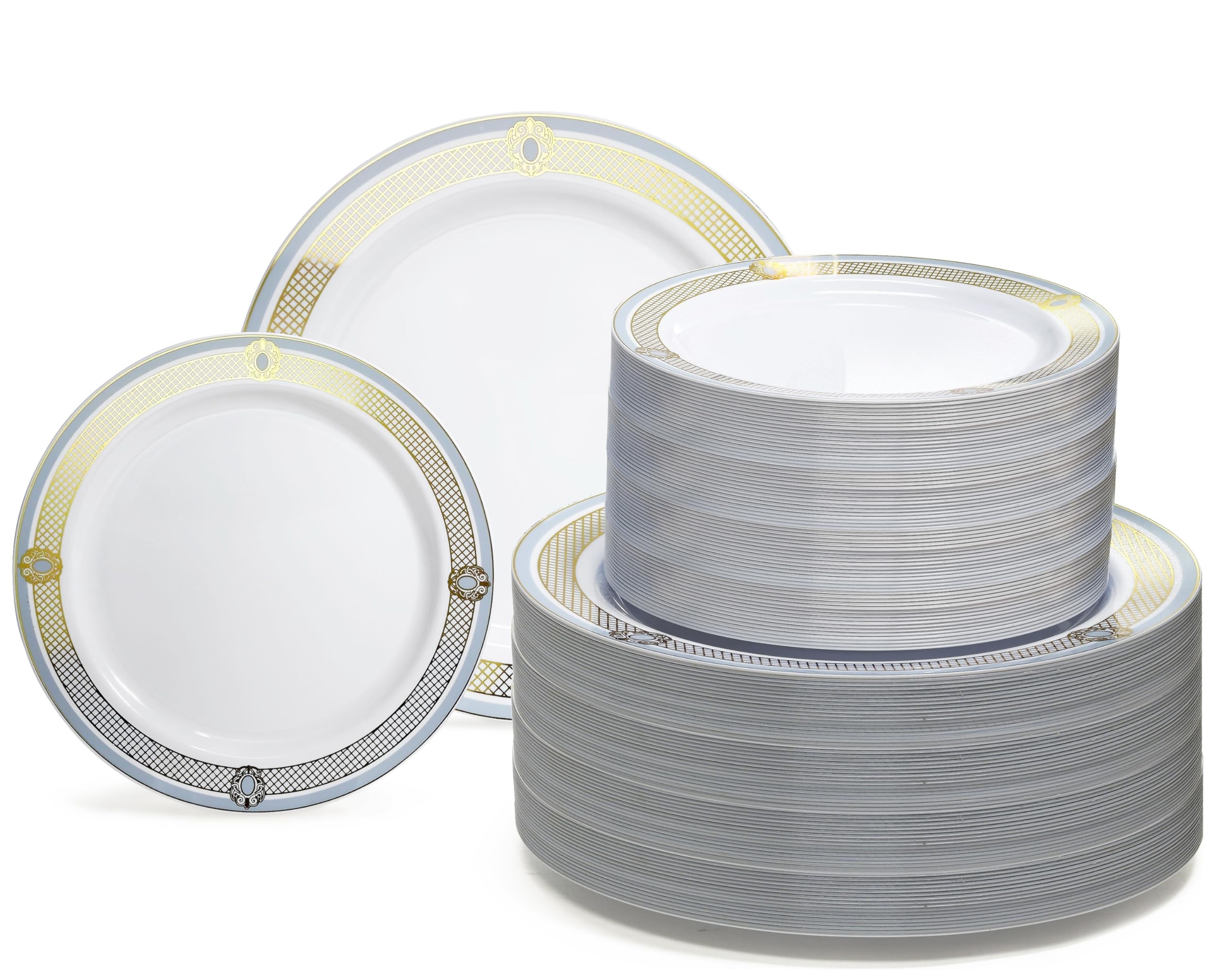 Blue & Gold Disposable Plates - 50 Piece Set -17