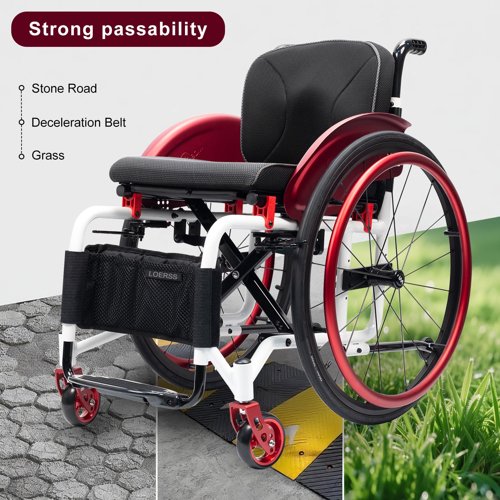 Manuale Spetture Sport Sport su Sedia A Rotelle, Facile Pieghevole, Leggero, Tutto Il Terreno, Pesa Solo 13 kg, capacità di Carico 220lbs(38cm/15in,Black)