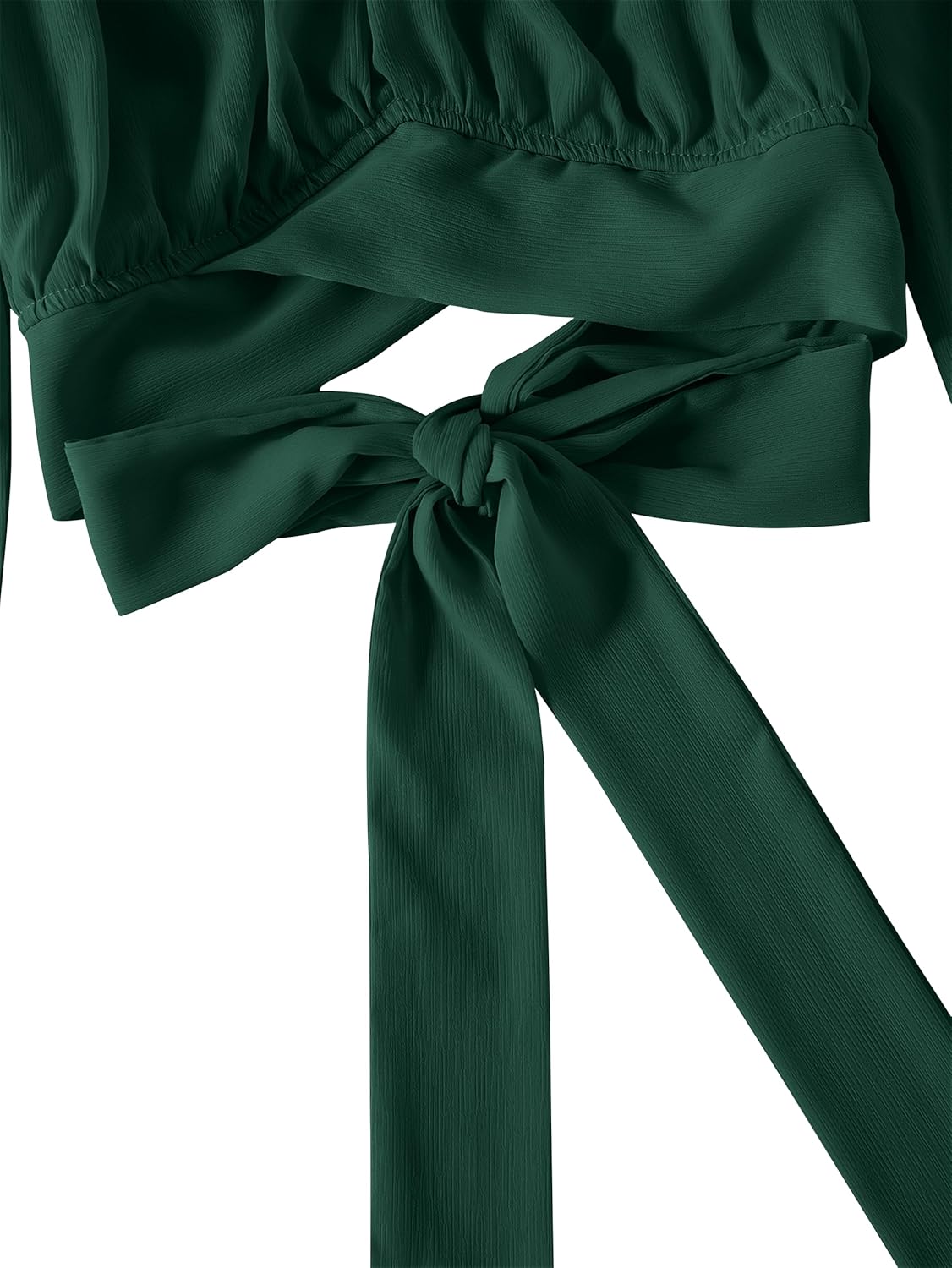 LYANER Women's Cute Off Shoulder Long Sleeve Self Tie Knot Crop Tube Top Blouse - Image 6