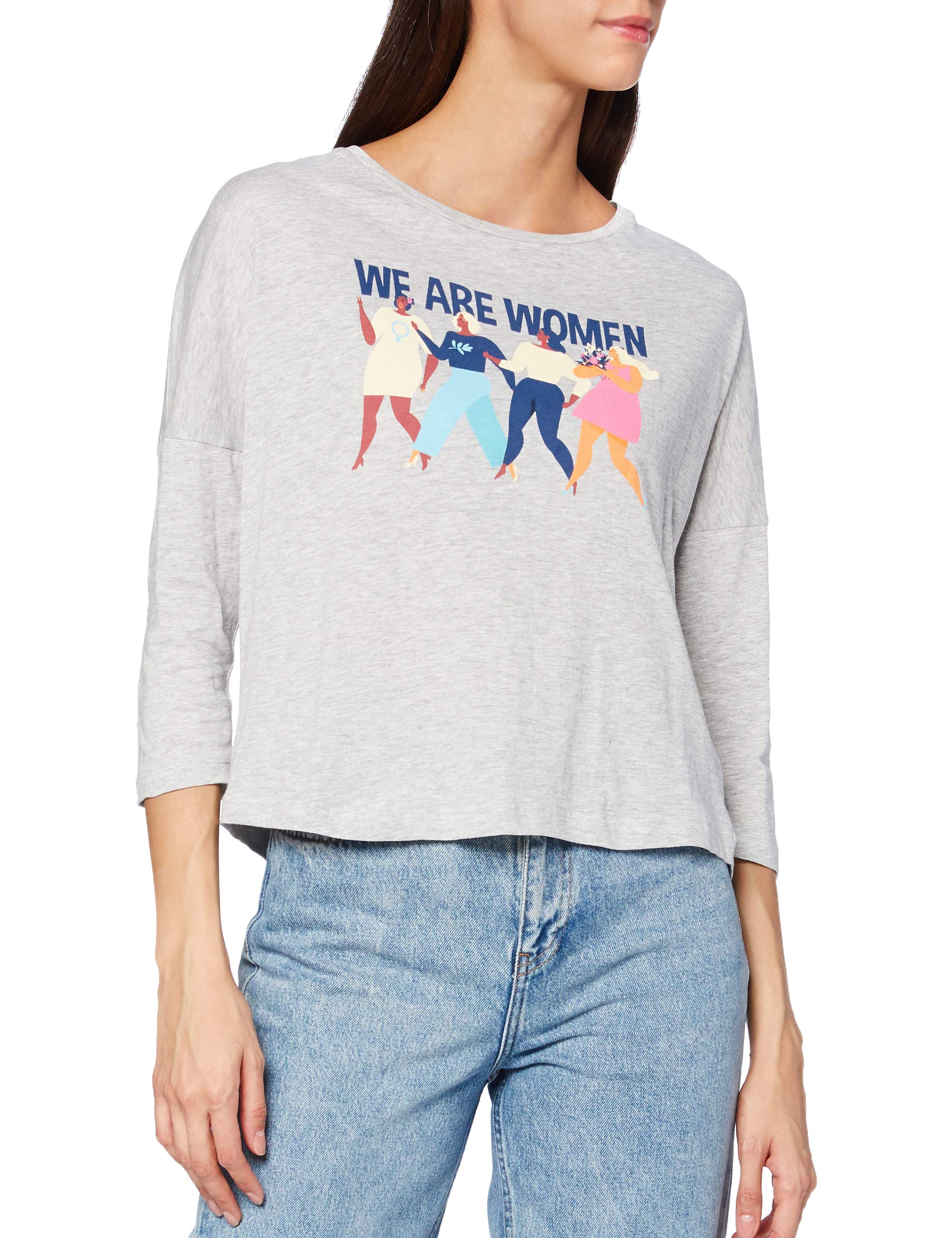 INSIDE Women's Front Print T-Shirt, 100% Cotton, 3/4 Sleeve, Colour 69, Size S, Model W04310632