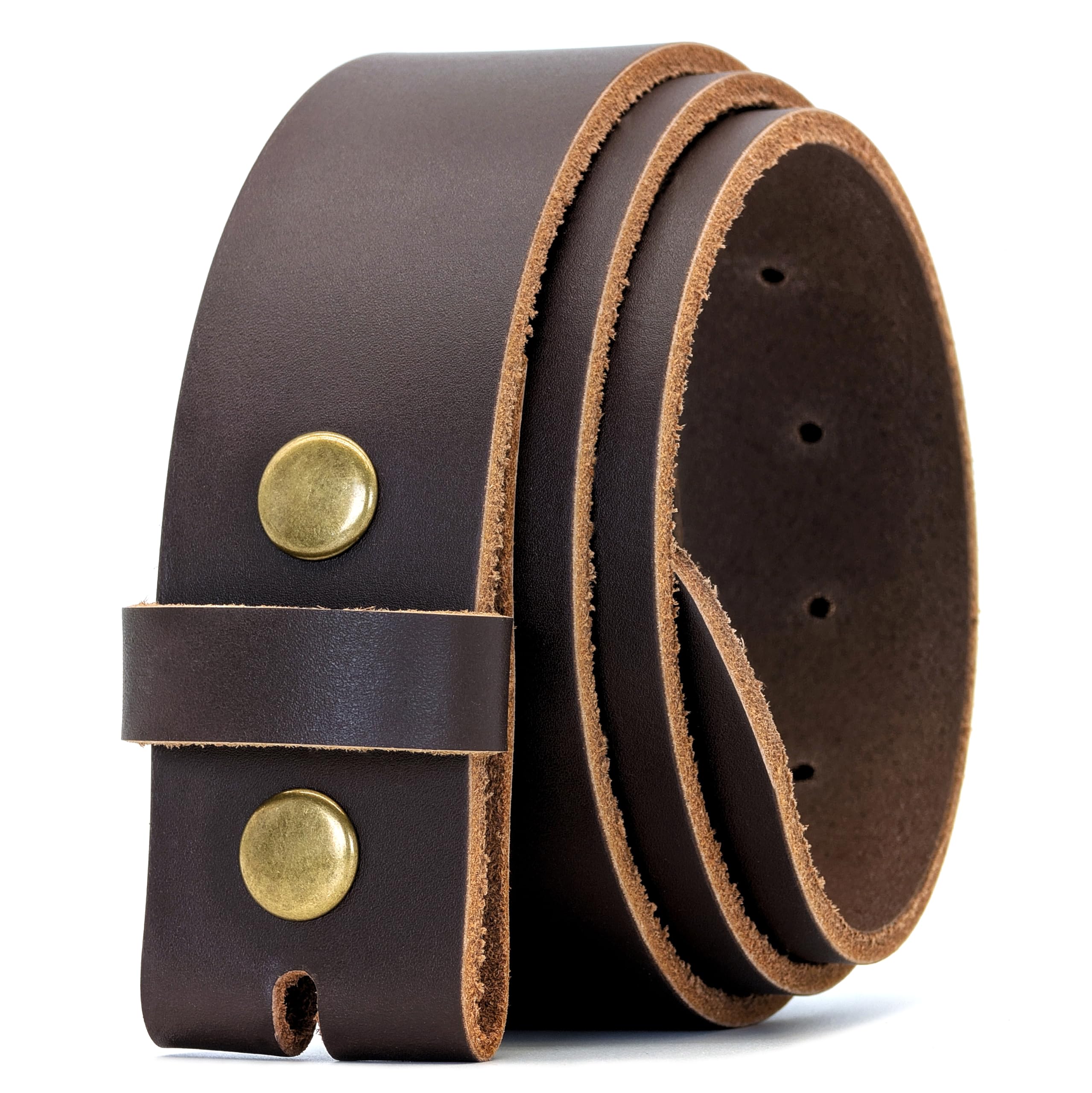 Ashford Ridge 40mm Full Grain Hide Leather Snap On Belt - Made in England (5XL (52" - 56" Waist), Brown)