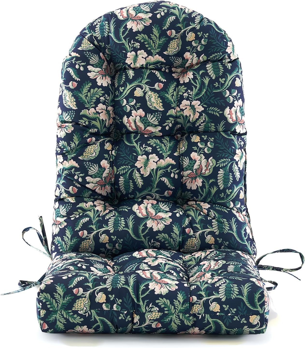 BLISSWALK Outdoor Chair Cushion Set of 2, 48"x21"x4" Inch, Tufted Thick Seat & Round High Back Cushion for Adirondack Patio Furniture and Rocking Chairs, Fade-Resistant Colorful Print,Floral