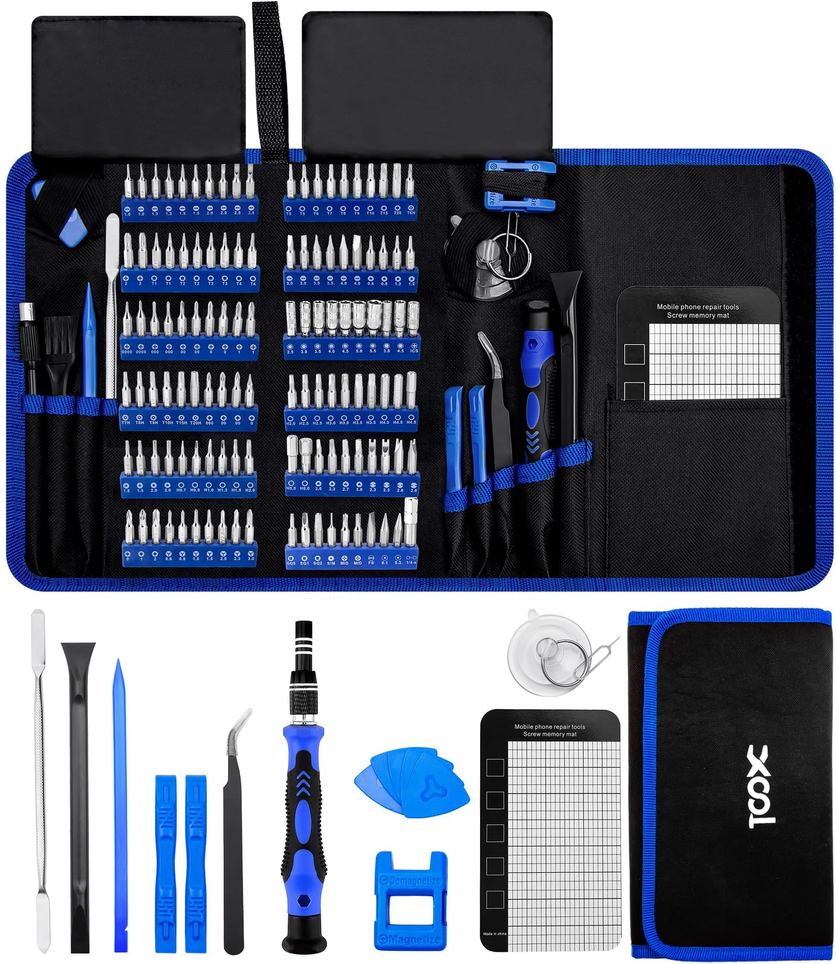 XOOL 140-in-1 Precision Screwdriver Set for Electronics Repair with 120 Magnetic Cr-V Bits, Electronics Tool Kit for iPhone, Laptop, PC, Game Console, Tablet