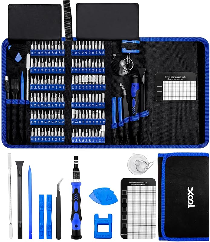 XOOL Juego de destornilladores de precisión 140 en 1 para reparación electrónica con 120 puntas magnéticas Cr-V, kit de herramientas electrónicas para Macbook, iPhone, computadora portátil, PC, consola de juegos, tableta