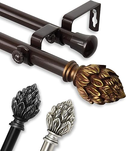 Miniatura 3 de Rod Desyne Bud - Barra de cortina doble, 120 x 170 pulgadas, níquel satinado