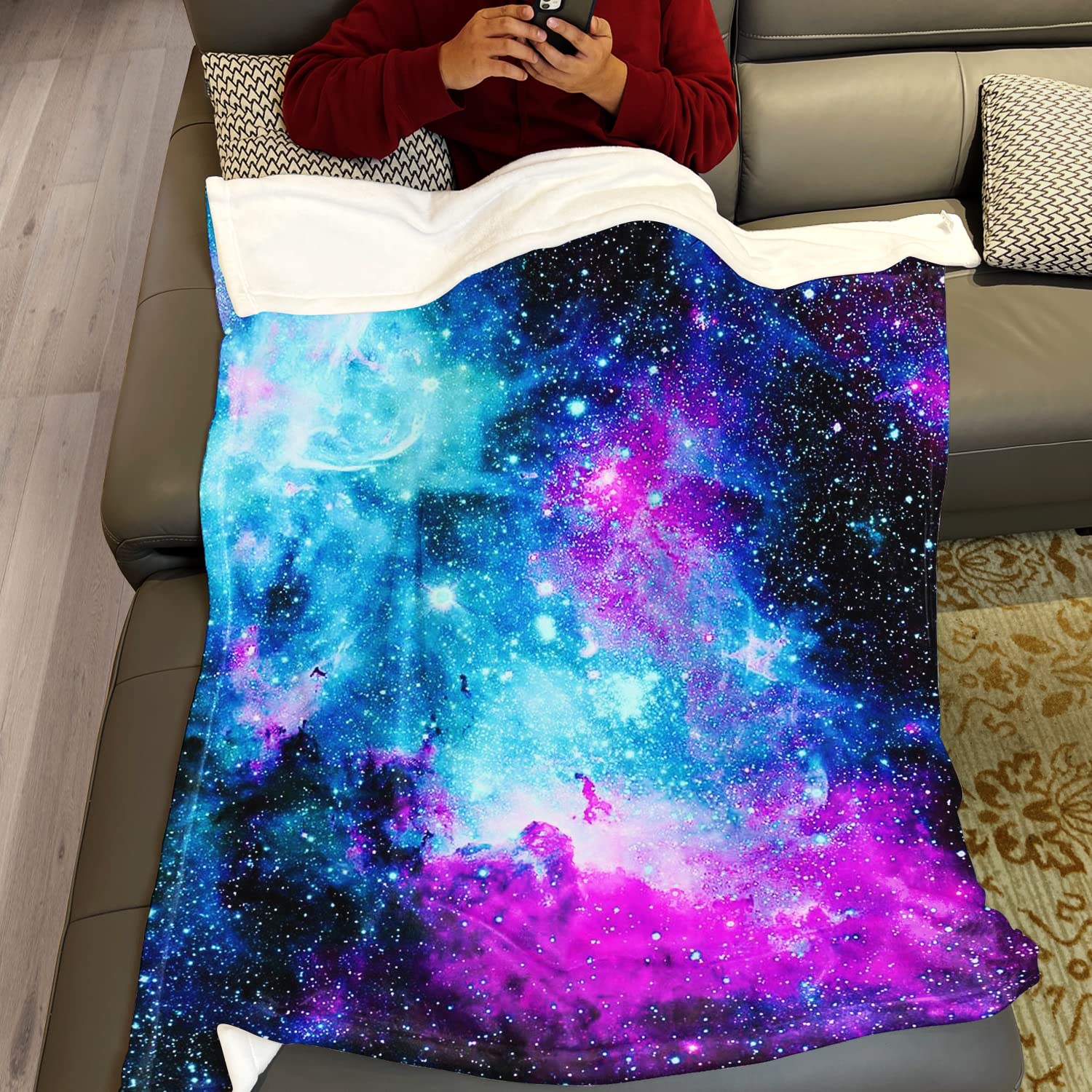 YISUMEI Decke 150x200 cm Kuscheldecken Sanft Flanell Weich Fleecedecke Nebel Galaxie