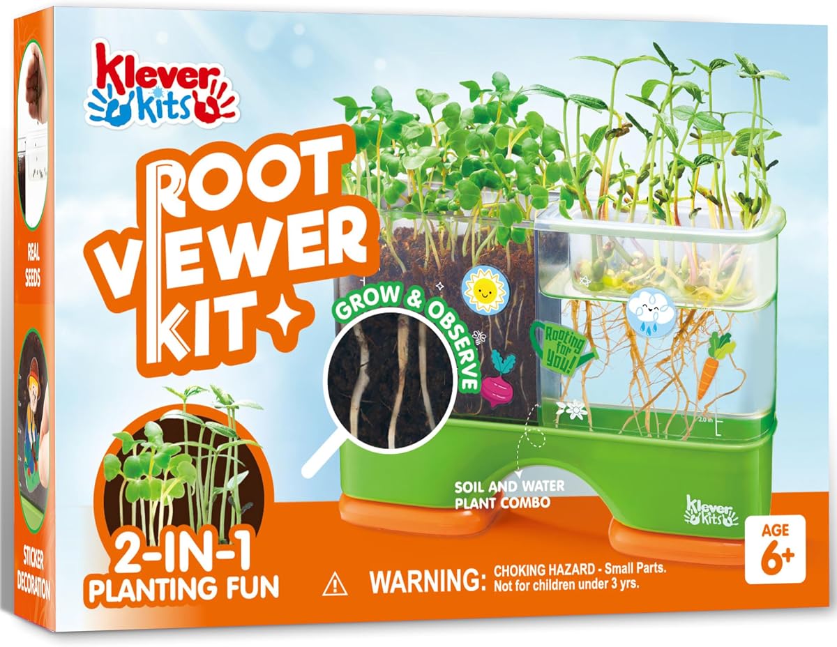 JOVA Klever Kits 2-in-1 Root Viewer & Planting Science Kit for Kids – STEM Learning Gifts for Kids Aged 6+, Soil & Hydro Observation Kit Birthday Toys Gifts for Boys and Girls