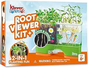 JOVA Klever Kits 2-in-1 Root Viewer & Planting Science Kit for Kids – STEM Learning Gifts for Kids Aged 6+, Soil & Hydro Observation Kit Birthday Toys Gifts for Boys and Girls