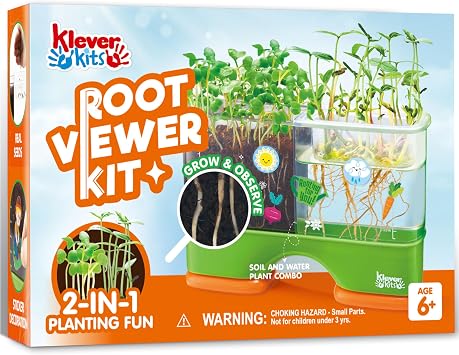 JOVA Klever Kits 2-in-1 Root Viewer & Planting Science Kit for Kids STEM Learning Gifts for Kids Aged 6+, Soil & Hydro Observation Kit Birthday Toys Gifts for Boys and Girls