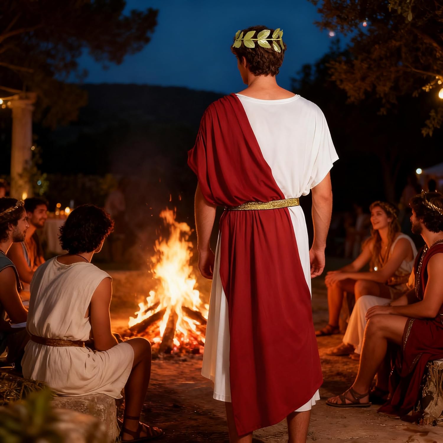 MCJC Adult Greek Toga God Costume, White Roman Deluxe Halloween Cosplay Ancient Robe - Image 5