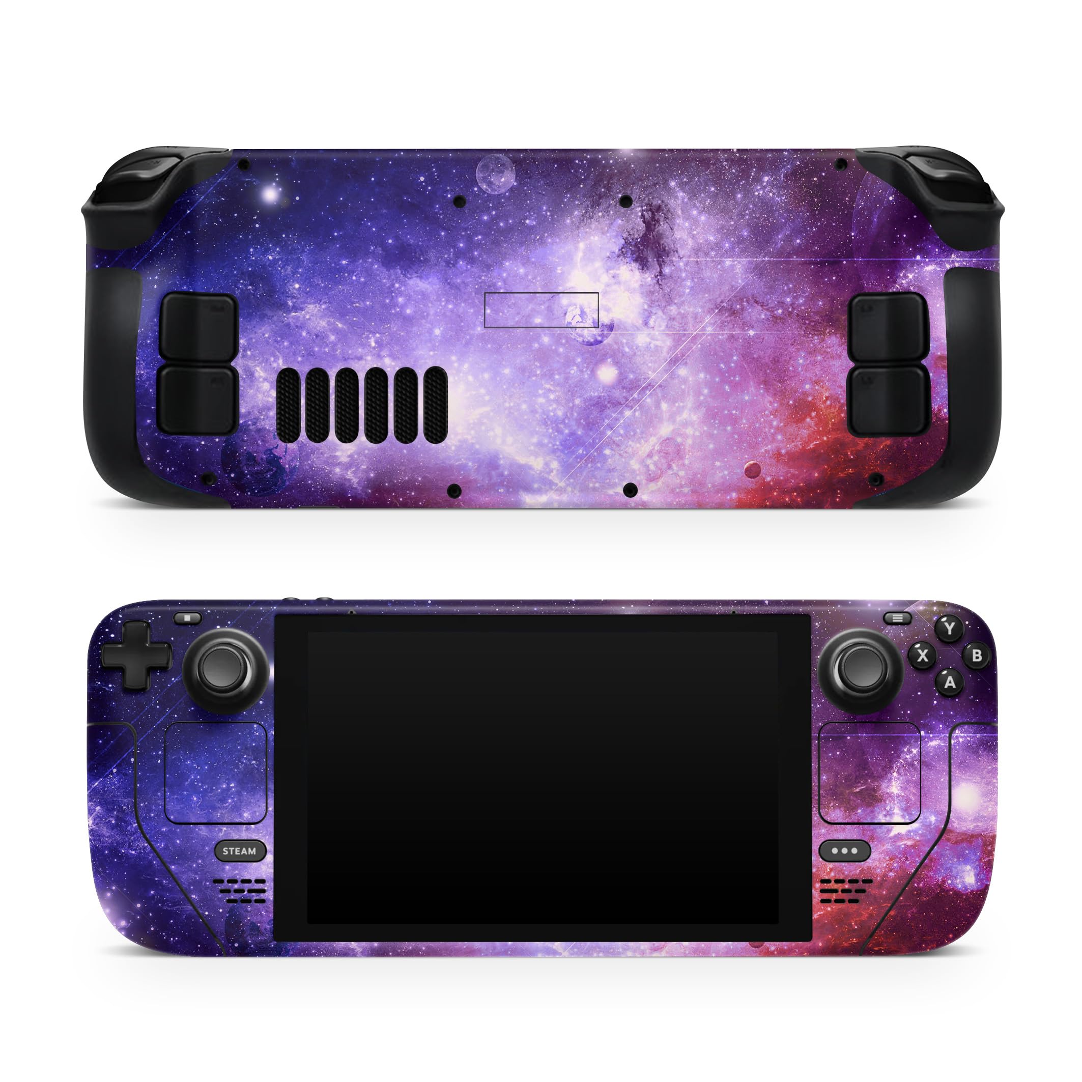 TACKY DESIGN Galaxy Skin Compatible with Steam Deck Skin, Purple Stars Vinyl Decal Cute Full Wrap Cover
