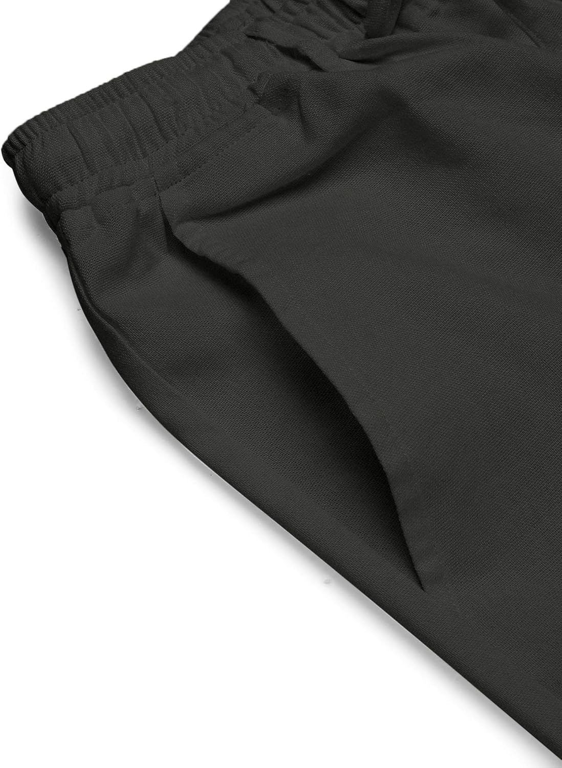 COOFANDY Men's Linen Pants Casual Elastic Waist Drawstring Beach Trousers Small Dark Grey